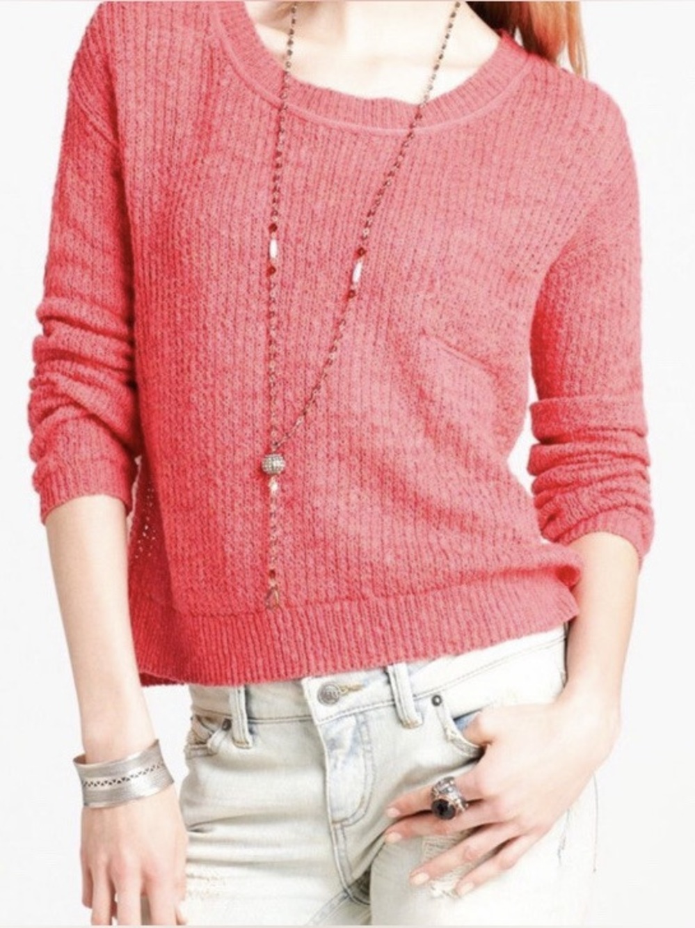 Free People Sweet Jane Crochet Back Sweater Small
